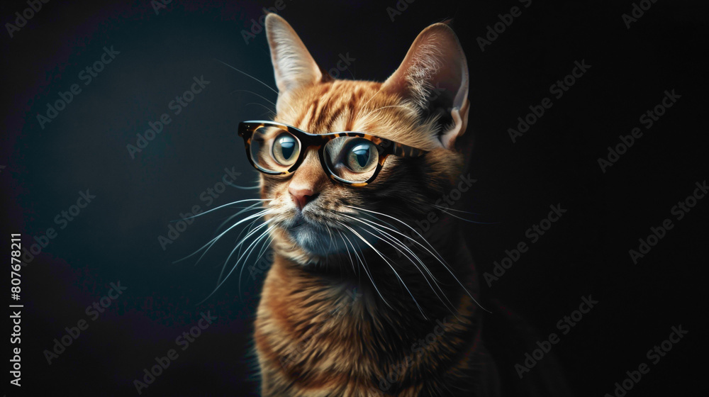 Cute and adorable wallpaper of kitty wearing attractive glasses. Cute Cat wallpaper.