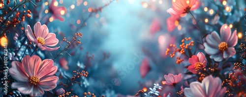 A beautiful floral background with pink and white flowers © ketsarin