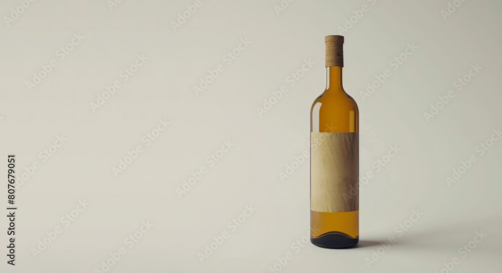 A glass bottle with a brown label on a white background. A glass bottle with a brown label on a white background.