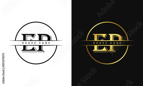 EP letters creative, minimal monogram logo vector template. PE Letter Logo Design Creative Modern Vector in black and white color.