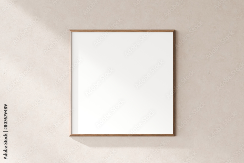A minimalist blank picture frame hung on a textured wall, ideal for inserting your personalized content, 3d render. A minimalist blank picture frame hung on a textured wall, ideal for inserting your personalized content, 3d render.