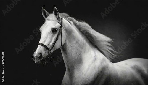 White Horse with dark black background color key black