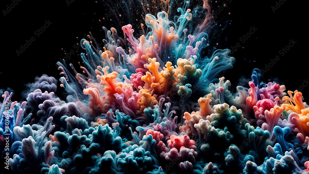 Abstract heavy colorful cloud of haze in darkness Abstract heavy colorful cloud of haze in darkness