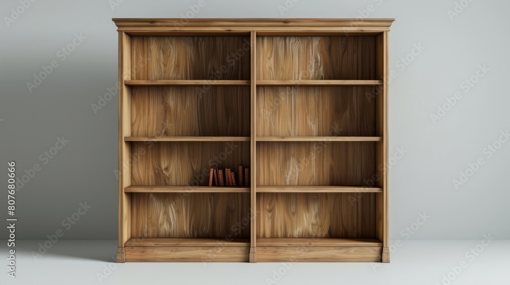 A classic bookshelf with space for books, located in a clean room. A classic bookshelf with space for books, located in a clean room.