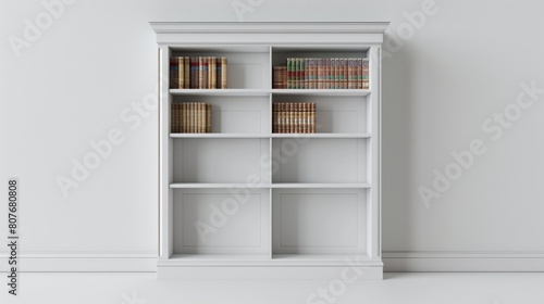 A classic bookshelf with space for books  located in a clean room.