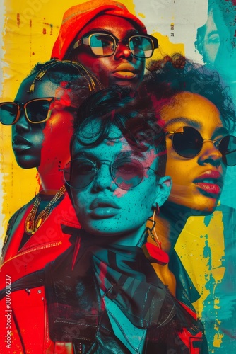 Wallpaper Mural Dynamic Retro Pop Band Collage with 90s Fashion Vibes. Torontodigital.ca