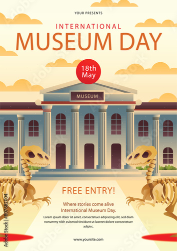 Gradient vertical poster template for international museum day