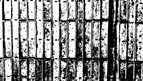 1-5. Steel plate stakes in construction, construction scaffold aisle - illustration. a pile of old iron plates.	