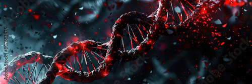 A dark red and black DNA genome poster with copy space 