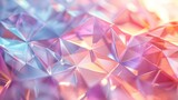A geometric background with repeating patterns of geometric crystals, rendered in soft pastel colors.