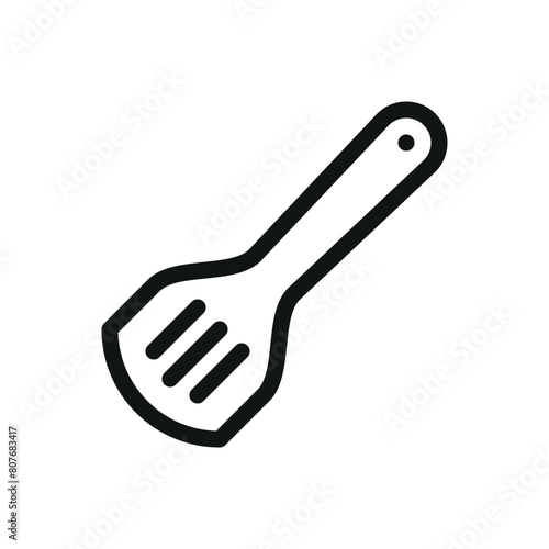 Kitchen spatula isolated icon, slotted turner vector symbol with editable stroke