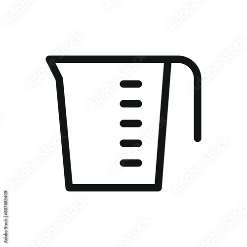 Beaker isolated icon, measuring cup vector symbol with editable stroke