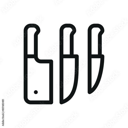Knives set isolated icon, professional cooking knives vector symbol with editable stroke