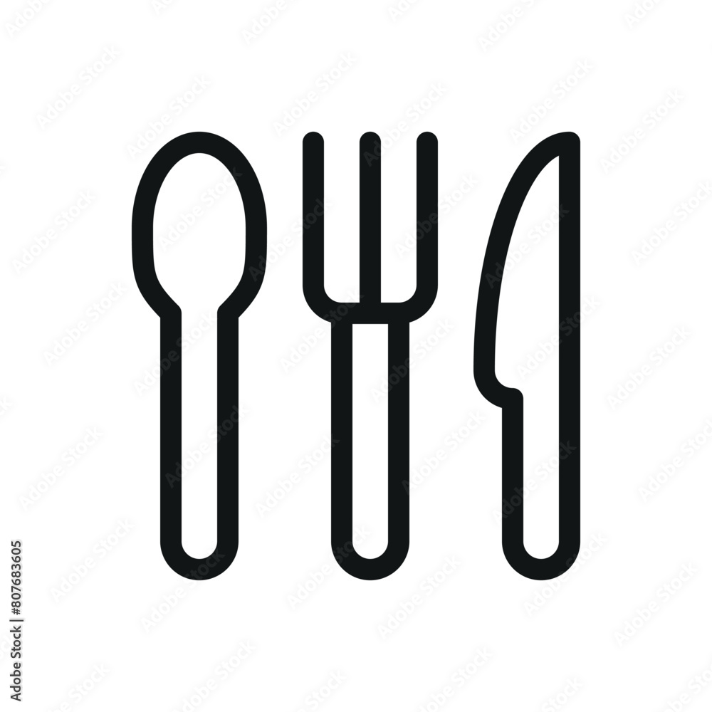 Cutlery set isolated icon, spoon knife fork vector symbol with editable stroke Cutlery set isolated icon, spoon knife fork vector symbol with editable stroke