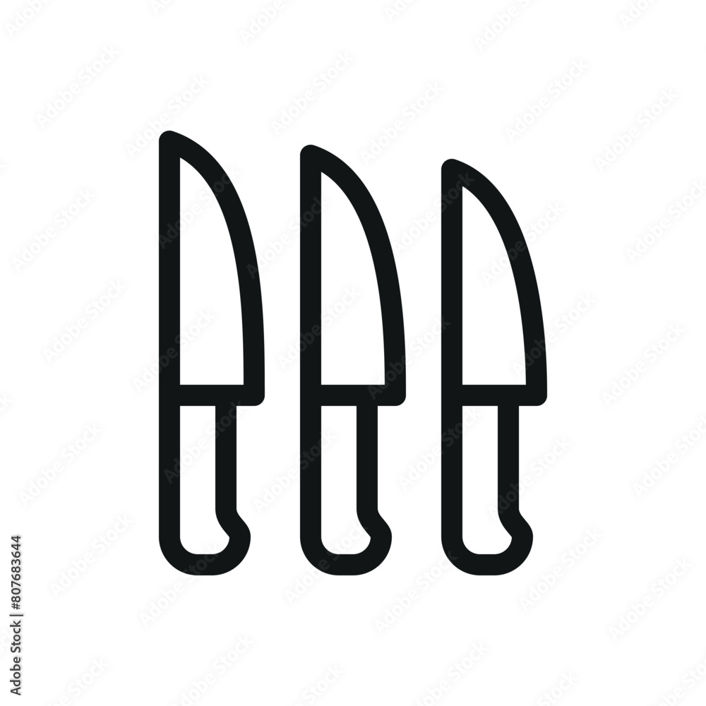 Kitchen knives isolated icon, knife set vector symbol with editable stroke Kitchen knives isolated icon, knife set vector symbol with editable stroke