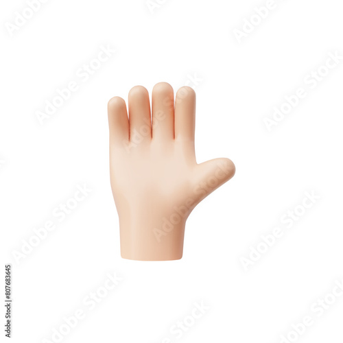 A 3D vector icon with a hand gesture showing a greeting sign is depicted