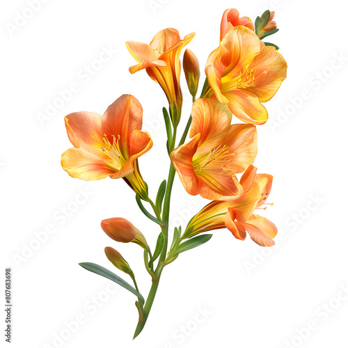 Freesia Flower  Exquisite Blossom of Elegance  Isolated on Transparent Background. PNG