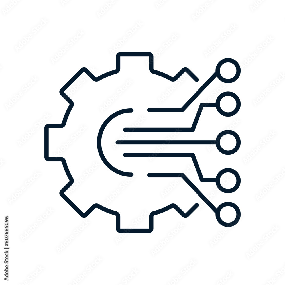 Concept of multi-channel control system, communication. Vector linear icon isolated on white background. Concept of multi-channel control system, communication. Vector linear icon isolated on white background.