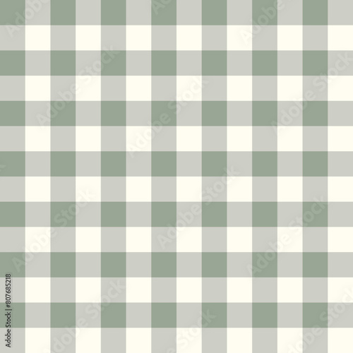 Seamless Gingham Pattern Light Sage Green. Vector Background