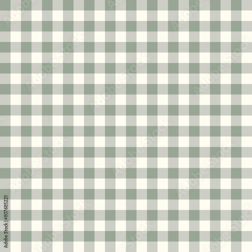 Seamless Gingham Pattern Light Sage Green. Vector Background