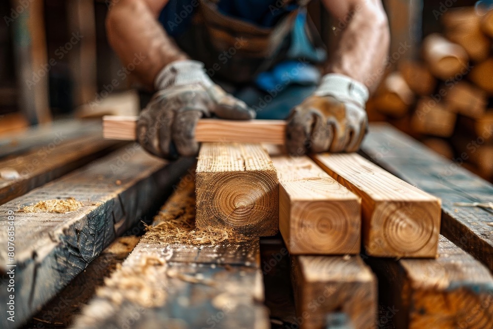 A carpenter is working on a project in his workshop A carpenter is working on a project in his workshop