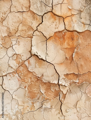 The arid texture of clay is crisscrossed with natural cracks, creating a detailed mosaic of drought's impact.