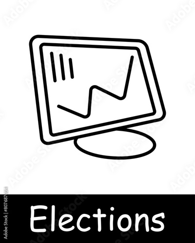 Elections set icon. Vote, candidate, speech, calendar, voting, percentage, diagram, statistics, pencil, hand, record, handshake, loudspeaker, people opinion, passport. Electoral campaign concept.