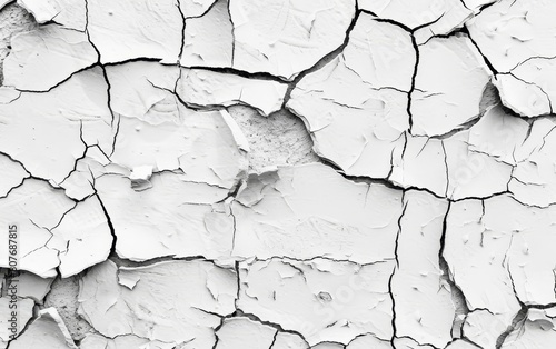A wall cloaked in white shows the ravages of time with its cracked and peeling surface. The texture embodies the transient nature of all things. photo