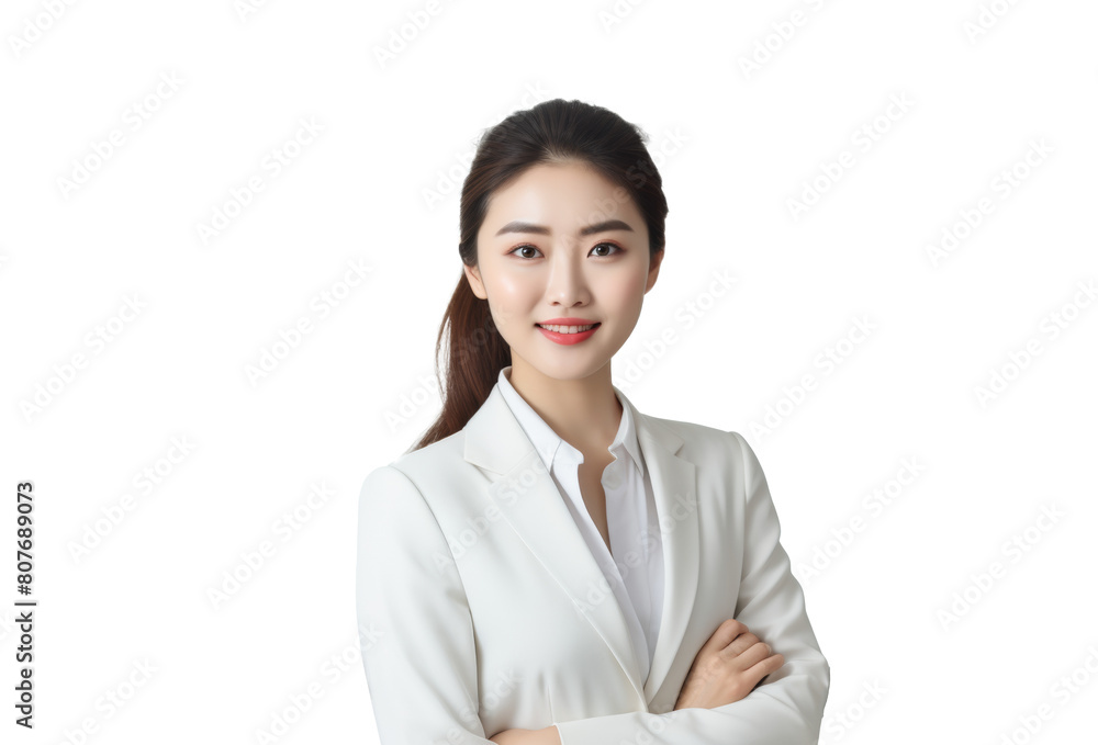 Confident businesswoman with arms crossed against transparent background Confident businesswoman with arms crossed against transparent background