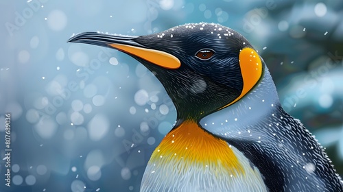 Realistic Photo Penguin. 3D render on fantasy and fufure. photo