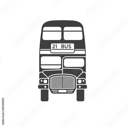illustration of vintage double decker bus, public transportation.