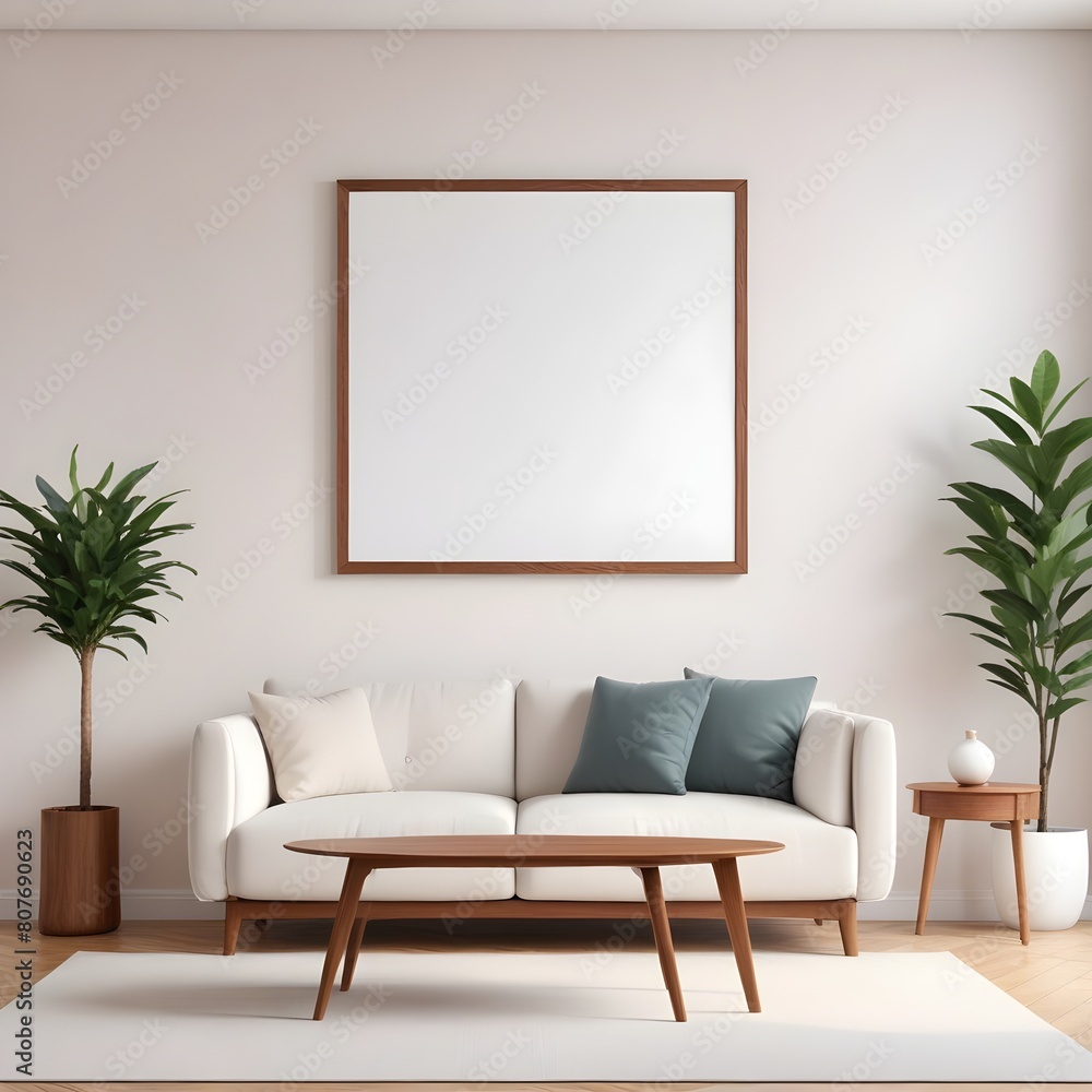 3d rendered empty frame picture mockup in cozy living room 3d rendered empty frame picture mockup in cozy living room