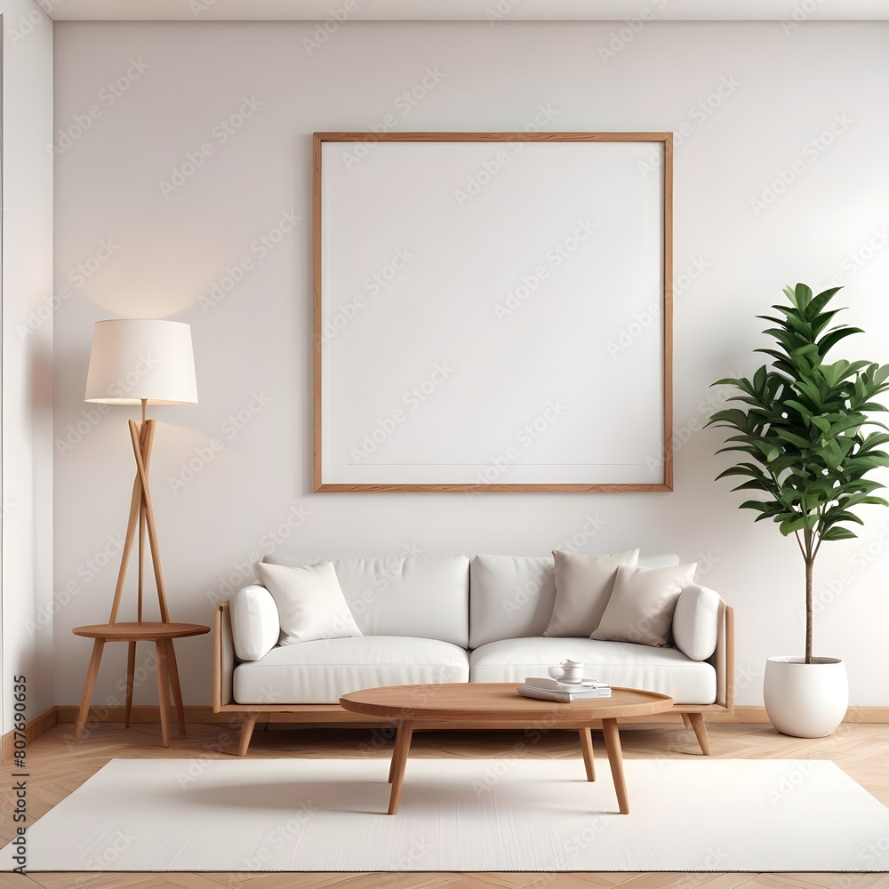 3d rendered empty frame picture mockup in cozy living room 3d rendered empty frame picture mockup in cozy living room