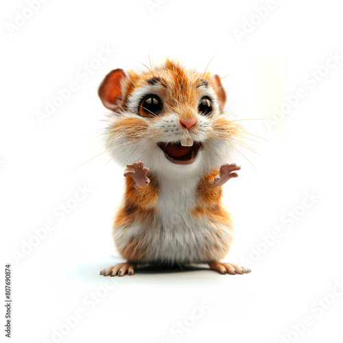 Small Hamster Standing Up With Mouth Open