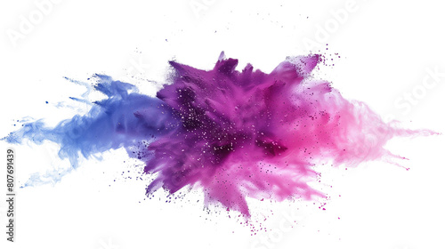 Abstract explosion splash of pastel color dust powder with freeze isolated transperent on background photo
