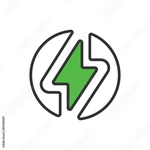 Free Download Flash, in line design, green. Flash, lighting, speed, photography on white background vector. Flash editable stroke icon. - GFXLoad