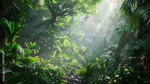  A lush rainforest teeming with diverse flora and fauna, a sanctuary of biodiversity. 
 photo