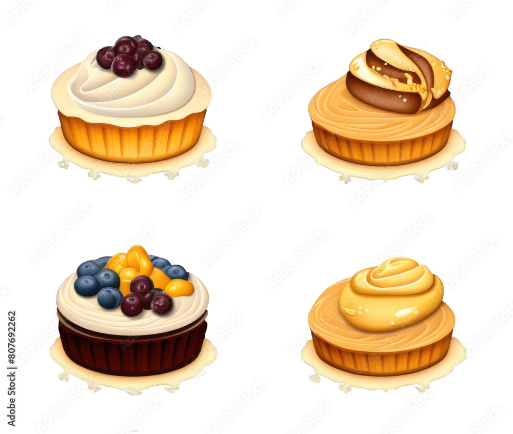 Cakes Crumb Emblem Template with Four Bakery Cake Icons in camera Cakes Crumb Emblem Template with Four Bakery Cake Icons in camera