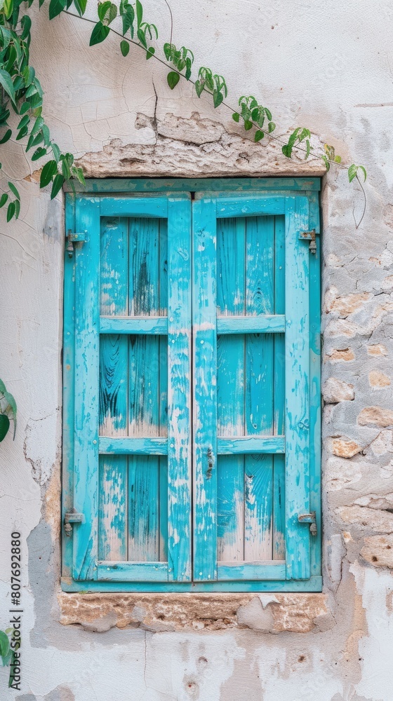 Pastel Charm, Rustic Mediterranean Window in Bright Hues Pastel Charm, Rustic Mediterranean Window in Bright Hues