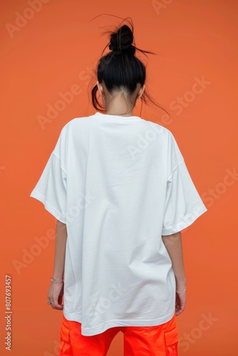 Oversized white T-shirt. Product Photography Mockup on Isolated Background photo