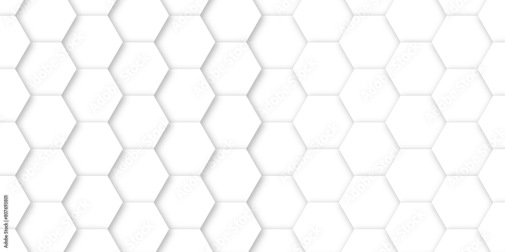 Naklejka premium White luxury hexagons abstract background .white hexagon futuristic technology honeycomb pattern vector design .