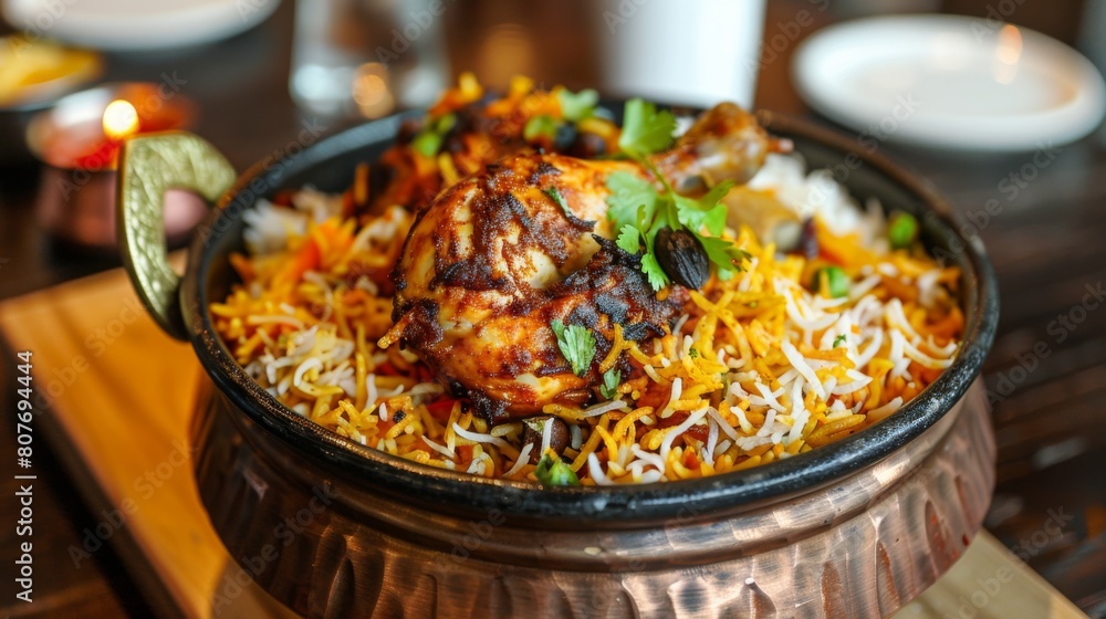 A tantalizing bowl of various Indian food on a rustic wooden table A tantalizing bowl of various Indian food on a rustic wooden table