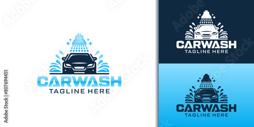 Pressure car wash logo design, car wash and automobile detailing vector template, Logo car wash on light background.