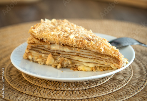 piece of honey cake on plate