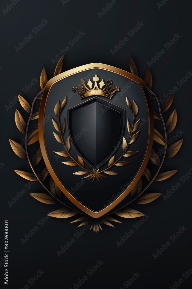 Obraz premium A regal shield with a crown, suitable for royal or heraldic themes