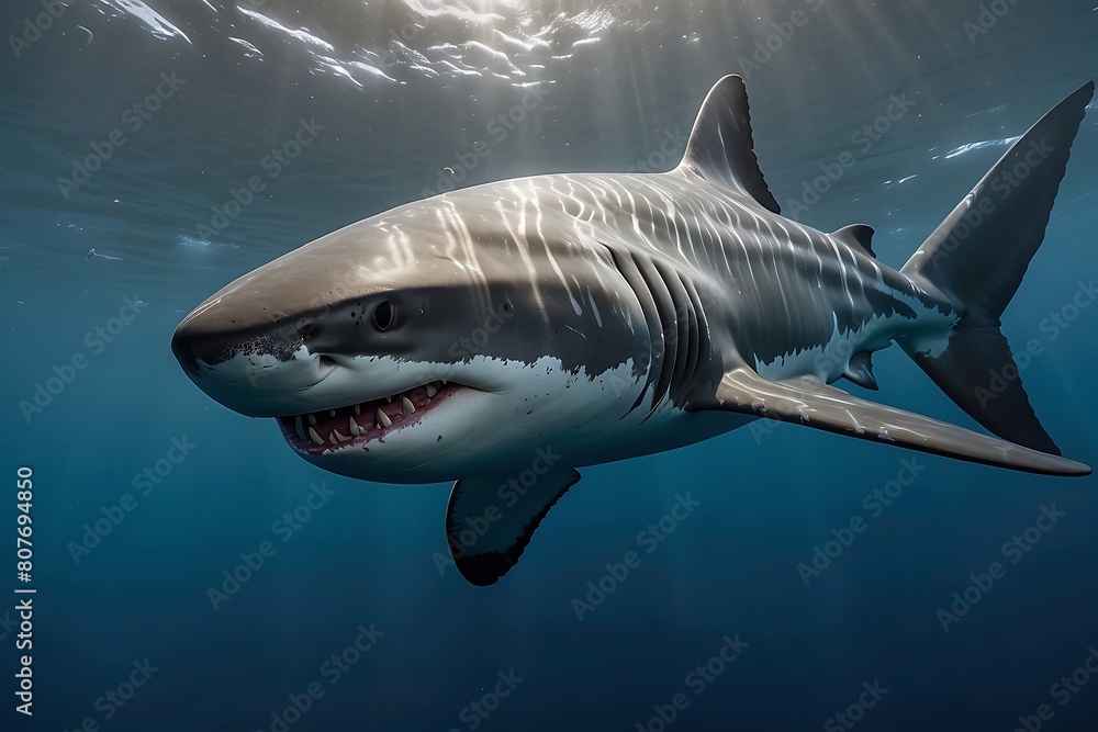 Naklejka premium Shark in the sea Great White Shark