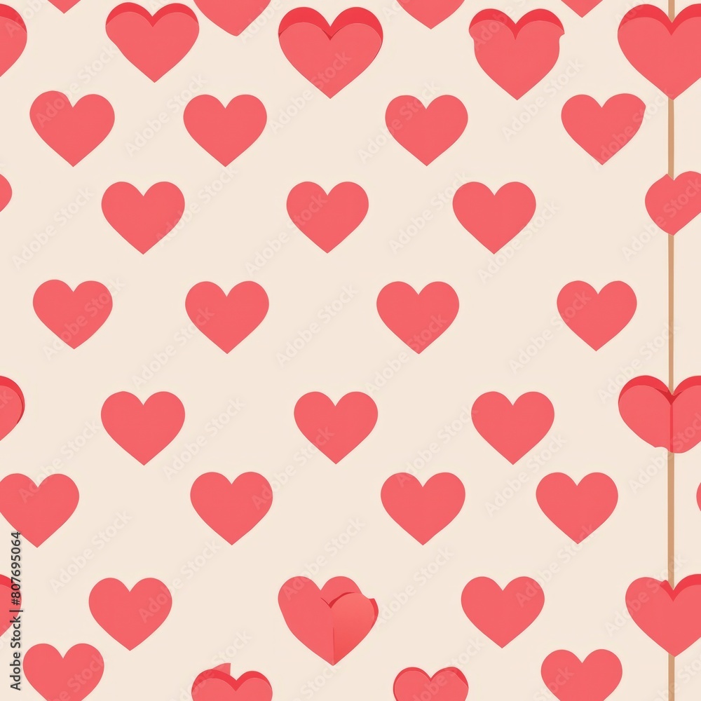 Seamless pattern of tiny hearts arranged in rows, ideal for a sweet and charming wrapping paper design, Generative AI