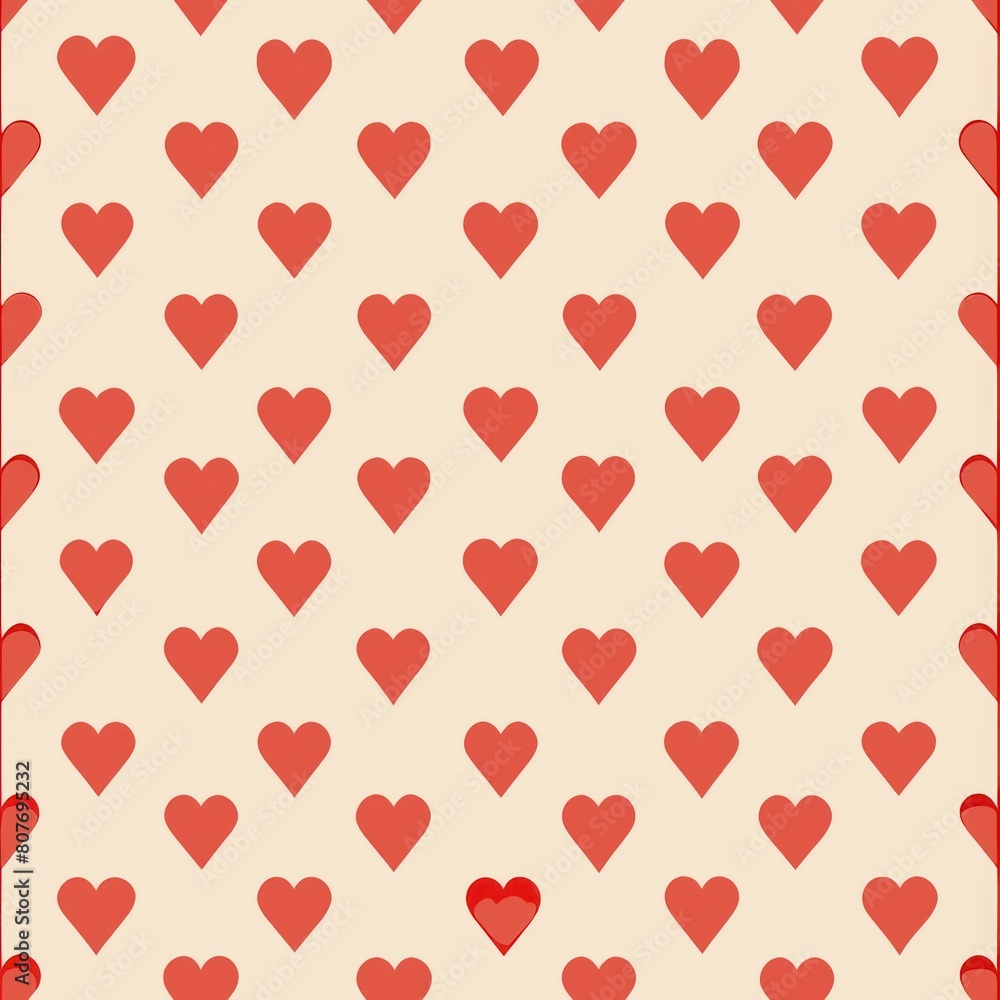 Seamless pattern of tiny hearts arranged in rows, ideal for a sweet and charming wrapping paper design, Generative AI