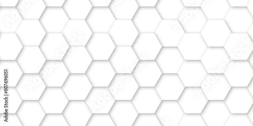 White luxury hexagons abstract background .white hexagon futuristic technology honeycomb pattern vector design .