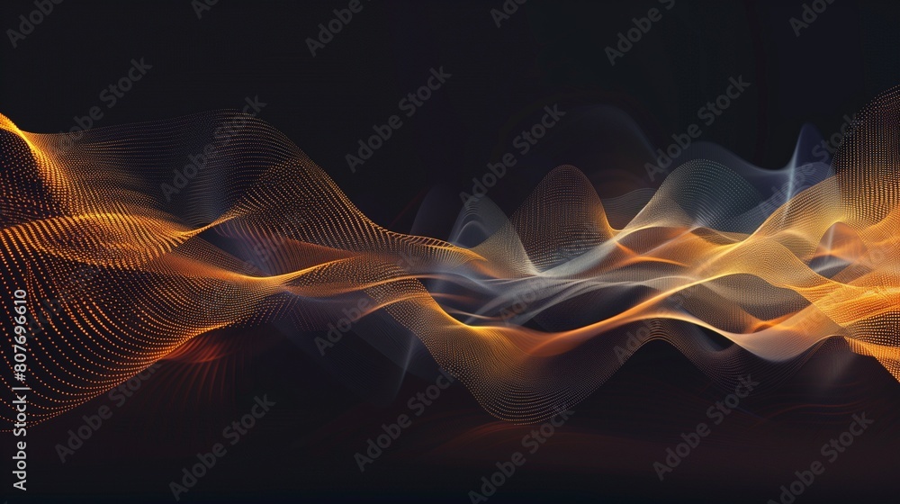 An abstract representation of sound waves emanating from a speaker ...